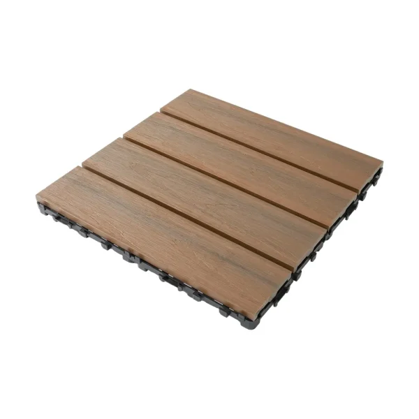 DIY Multilayer Engineered Wood Plastic Composite Decking-Waterproof Interlocking DUAL LOCK System for Outdoor/Balcony/Garden Use